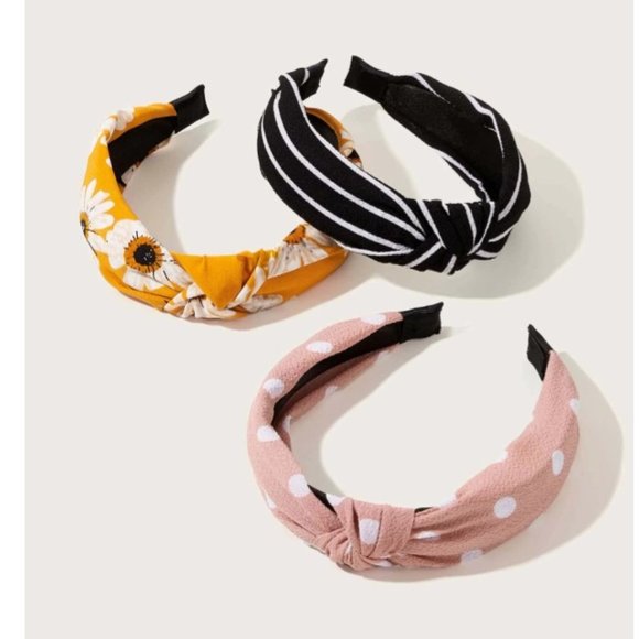 3 for $35 / Flower Polka Dot Print Knot Headband - Picture 2 of 4